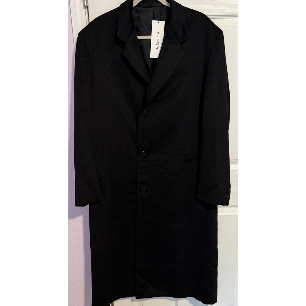 Loro Piana 100% Cashmere Pea Coat Mens 42R Black Double Breasted Neiman Marcus